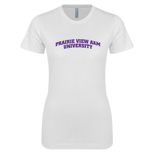  Next Level Womens White Boyfriend Tee - Arched Prairie View A&M