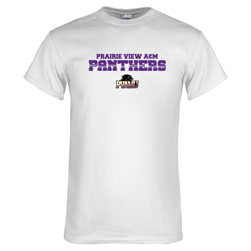  White T Shirt - Collegiate Stacked Prairie View A&M Panthers