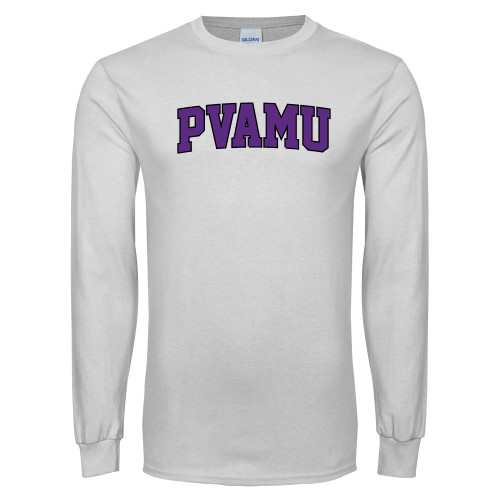  White Long Sleeve T Shirt - Arched PVAMU