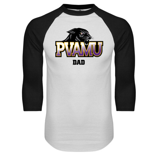  White/Black Raglan Baseball T Shirt - Dad