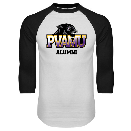 White/Black Raglan Baseball T Shirt - Alumni