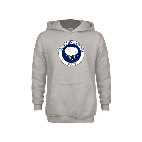  Youth Grey Fleece Hood - Marching Storm Cloud Circle - Fan