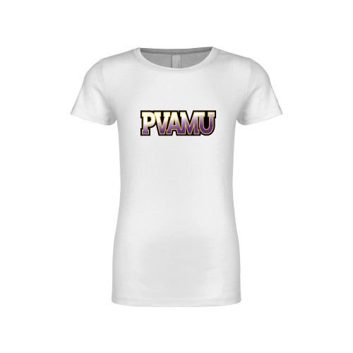  Next Level Girls White Fashion Fit T Shirt - PVAMU