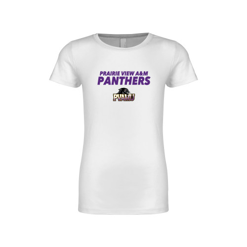  Next Level Girls White Fashion Fit T Shirt - Stacked Prairie View A&M Panthers