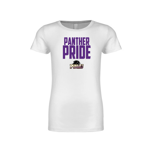  Next Level Girls White Fashion Fit T Shirt - Panther Pride