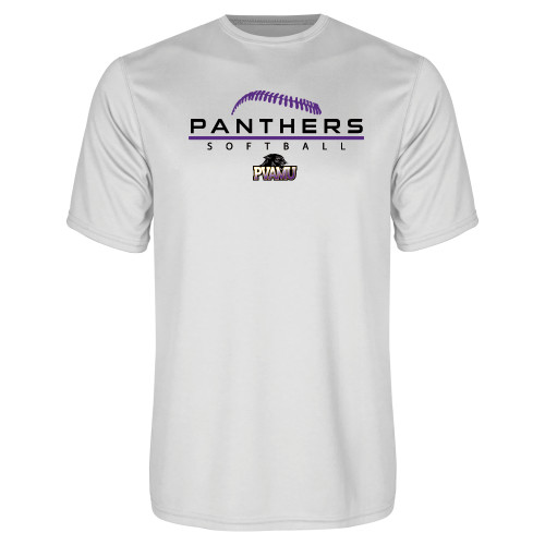  White Performance Tee - Softball Design