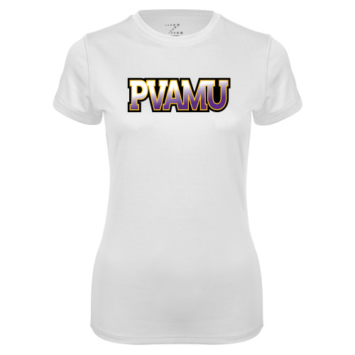  Womens White Performance Tee - PVAMU