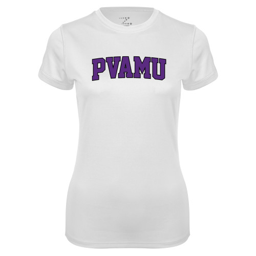  Womens White Performance Tee - Arched PVAMU