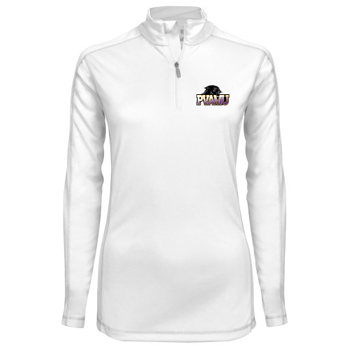  Syntrel Womens White Interlock 1/4 Zip - Official Logo