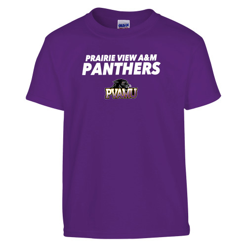  Youth Purple T Shirt - Stacked Prairie View A&M Panthers