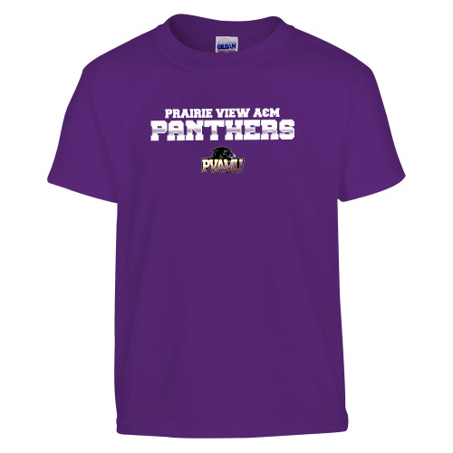  Youth Purple T Shirt - Collegiate Stacked Prairie View A&M Panthers
