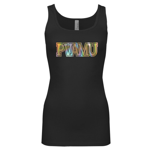  Next Level Ladies Junior Fit Black Jersey Tank - PVAMU Foil