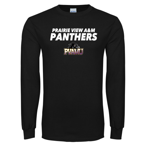  Black Long Sleeve T Shirt - Stacked Prairie View A&M Panthers