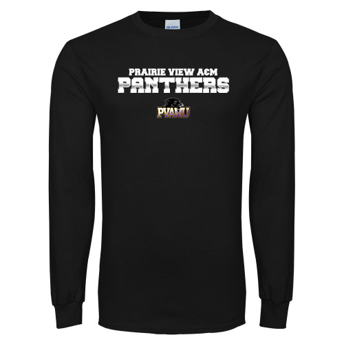  Black Long Sleeve T Shirt - Collegiate Stacked Prairie View A&M Panthers