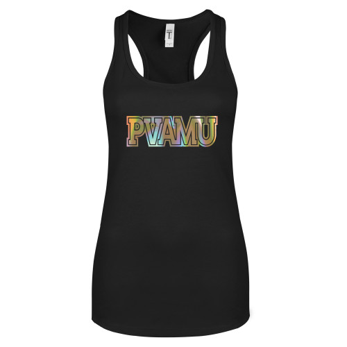  Next Level Womens Black Racerback Tank  - PVAMU Foil