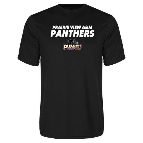  Black Performance Tee - Stacked Prairie View A&M Panthers