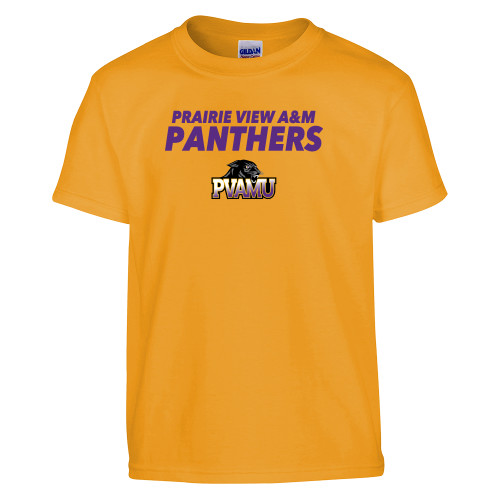  Youth Gold T-Shirt - Stacked Prairie View A&M Panthers
