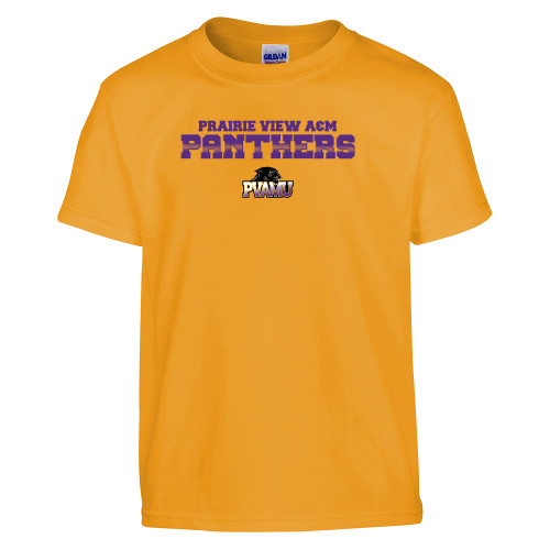  Youth Gold T-Shirt - Collegiate Stacked Prairie View A&M Panthers