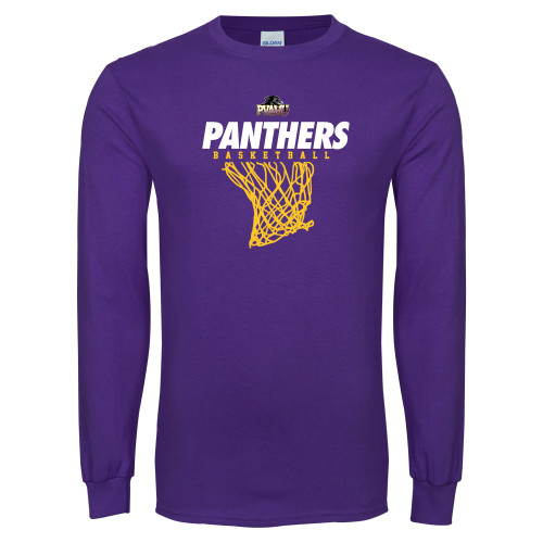  Purple Long Sleeve T Shirt - Basketball Design