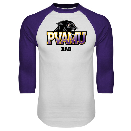  White/Purple Raglan Baseball T Shirt - Dad