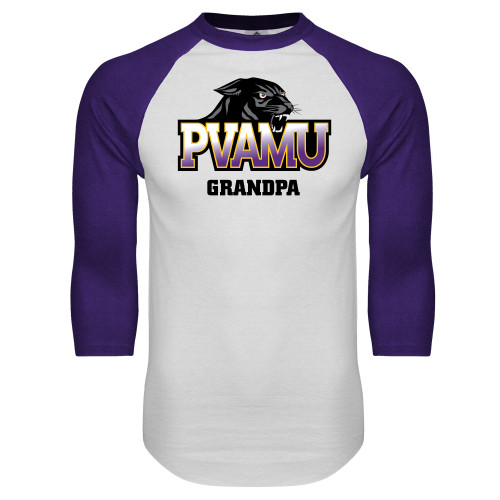  White/Purple Raglan Baseball T Shirt - Grandpa