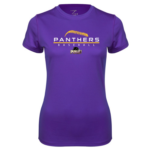  Womens Purple Performance Tee - Baseball Design