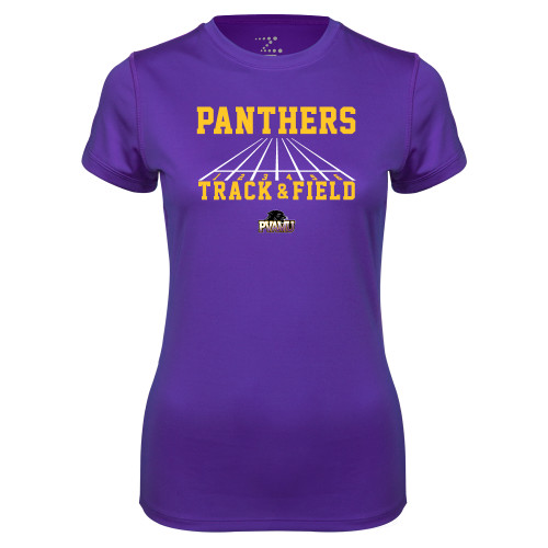  Womens Purple Performance Tee - Track & Field Design