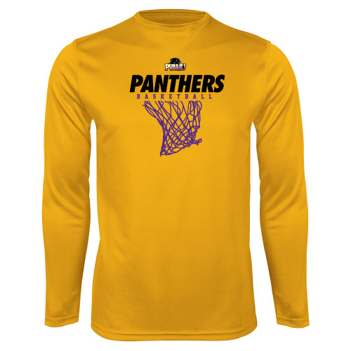  Gold Performance Long Sleeve Shirt - Basketball Design