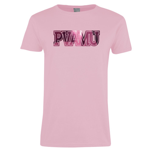  Womens Pink Short Sleeve Tee - PVAMU Foil