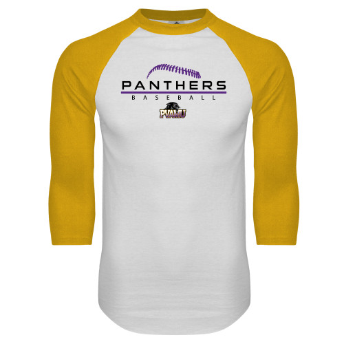 Main Image for  White/Gold Raglan Baseball T Shirt