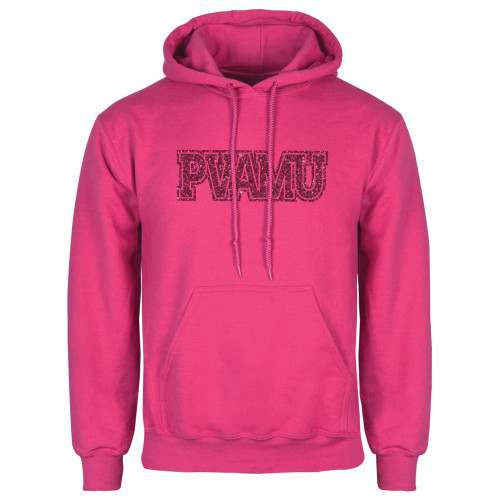  Womens Fuchsia Fleece Hoodie - PVAMU Hot Pink Glitter
