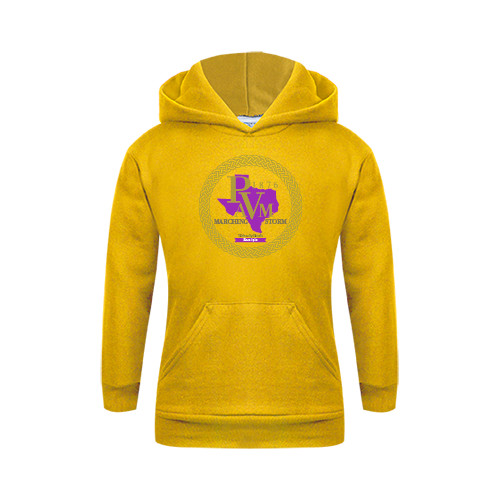  Youth Gold Fleece Hoodie - PVAM Marching Band Seal