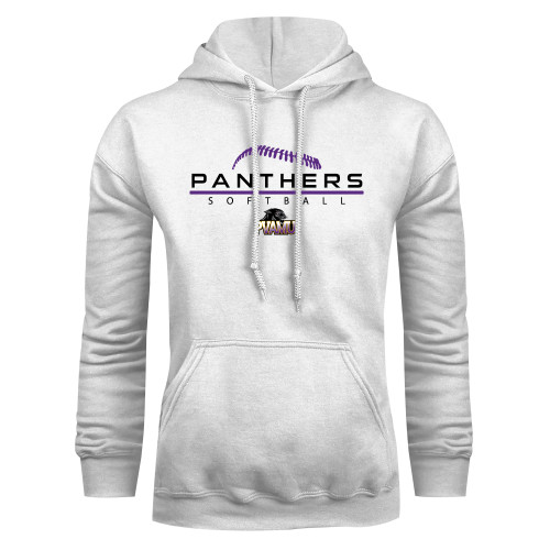  White Fleece Hoodie - Softball Design