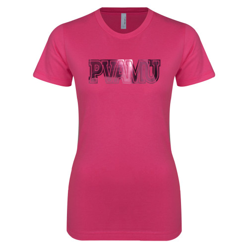  Next Level Womens Fuchsia Boyfriend Tee - PVAMU Foil