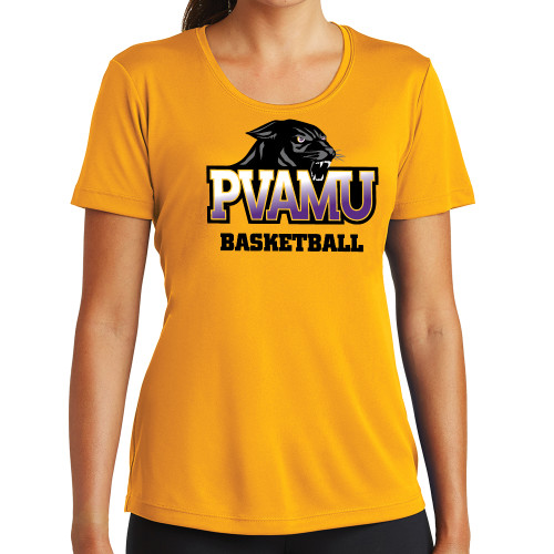  Womens Gold Performance Short Sleeve Tee - Basketball
