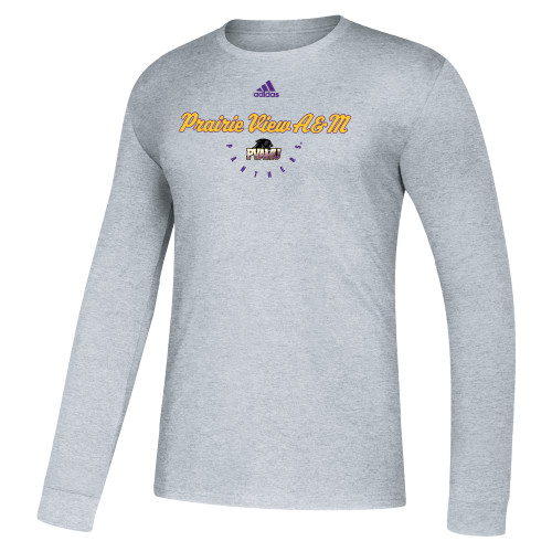  Adidas Medium Grey Heather Fresh Long Sleeve Tee - Adidas Script Design PVAMU