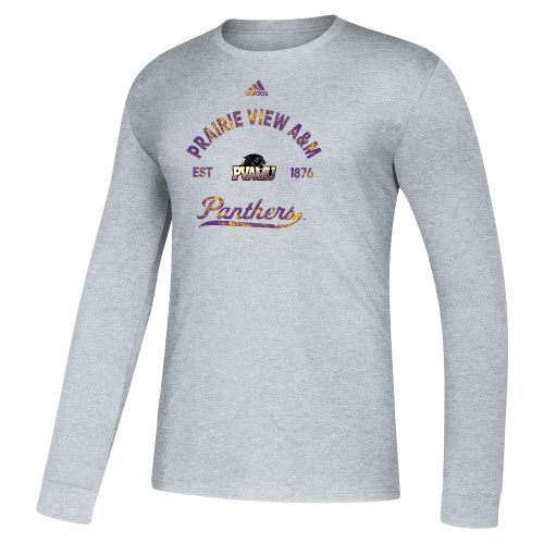  Adidas Medium Grey Heather Fresh Long Sleeve Tee - Adidas Repeat Design PVAMU