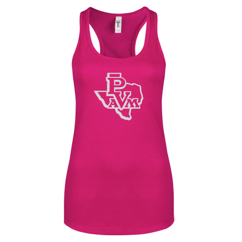  Next Level Ladies Raspberry Ideal Racerback Tank - PVAM Texas White Soft Glitter