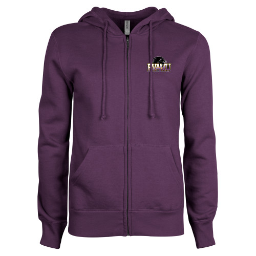  ENZA Womens Purple Fleece Full Zip Hoodie - Official Logo