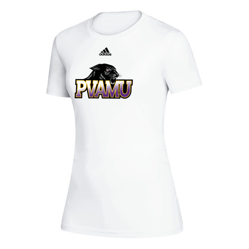  Adidas Womens White Creator Performance Tee - Primary Athletics Mark Adidas