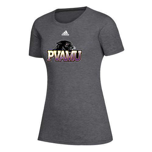 Adidas Womens Dark Grey Heather Creator Performance Tee - Primary Athletics Mark Adidas