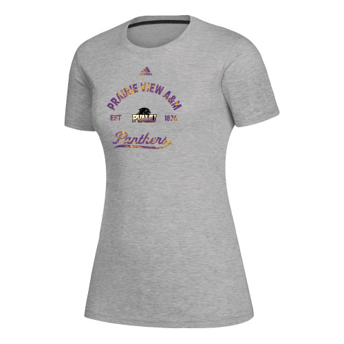  Adidas Womens Medium Heather Grey Creator Performance  Tee - Adidas Repeat Design PVAMU