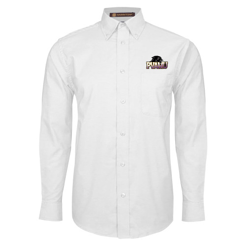  White Oxford Long Sleeve Shirt - Official Logo