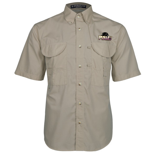  Khaki Fishing Shirt Performance Short Sleeve - Official Logo