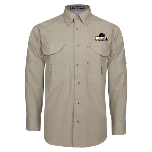  Khaki Fishing Shirt Performance Long Sleeve - Official Logo