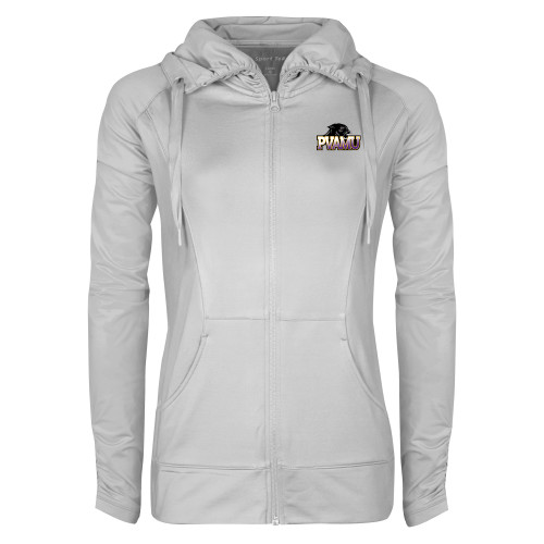  Womens White Sport Wick Stretch Full Zip Jacket - Official Logo