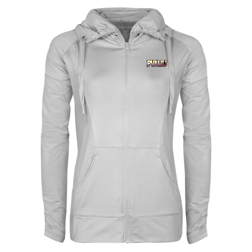  Womens White Sport Wick Stretch Full Zip Jacket - PVAMU
