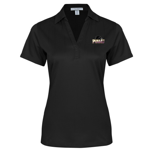  Womens Black Performance Fine Jacquard Polo - Official Logo
