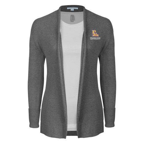  Womens Heather Grey Open Front Cardigan Sweater - PVAM Stacked