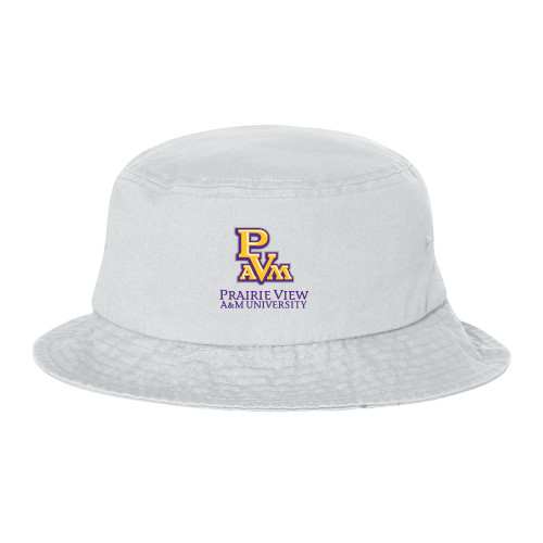  Sportsman White Bucket Hat - PVAM Stacked